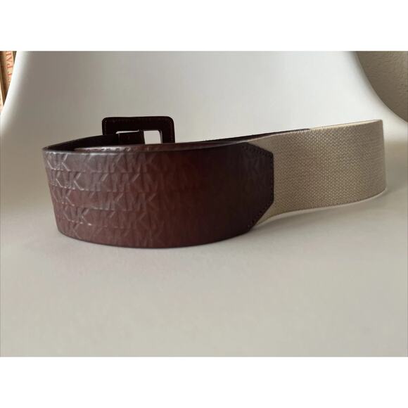 MICHAEL KORS Womens Belt M/L Brown Embossed Leather Elastic Gold Accent main image 8